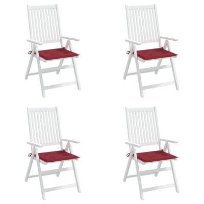 Cojines silla de jardín 4 uds tela Oxford rojo tinto 40x40x3 cm