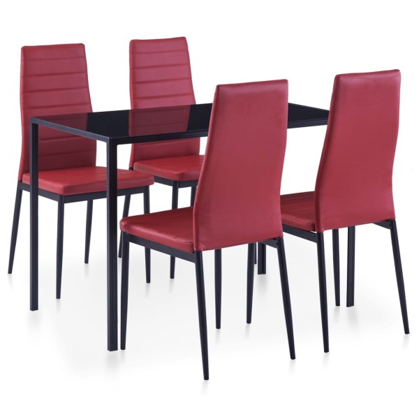 Conjunto de mesa y sillas de comedor 5 piezas color vino tinto