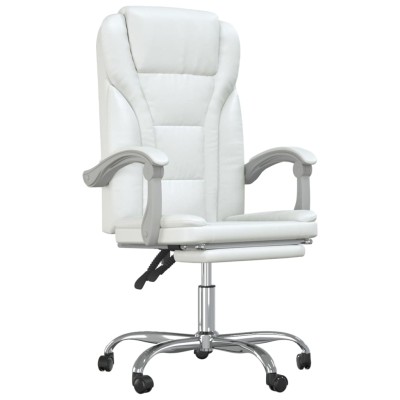 Silla de oficina reclinable cuero sintético blanco