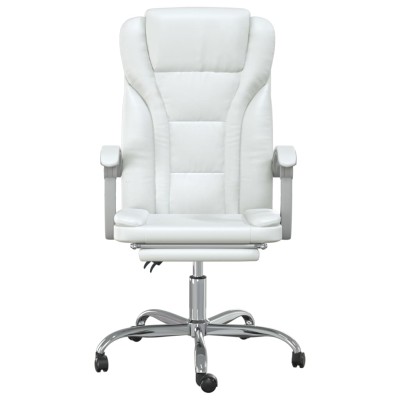 Silla de oficina reclinable cuero sintético blanco