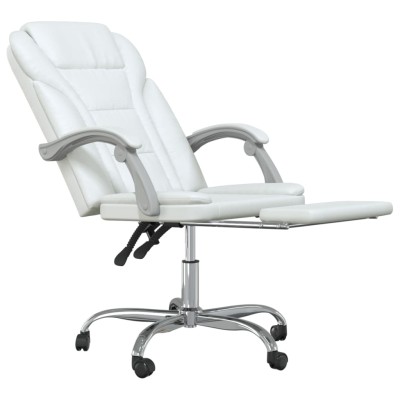 Silla de oficina reclinable cuero sintético blanco