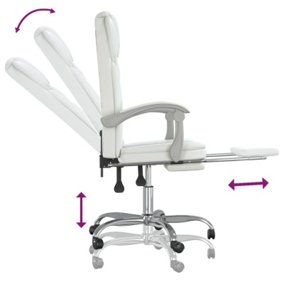 Silla de oficina reclinable cuero sintético blanco