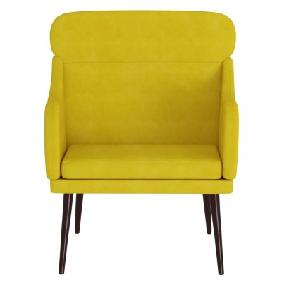 Sillón de terciopelo amarillo 63x76x80 cm