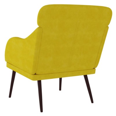 Sillón de terciopelo amarillo 63x76x80 cm