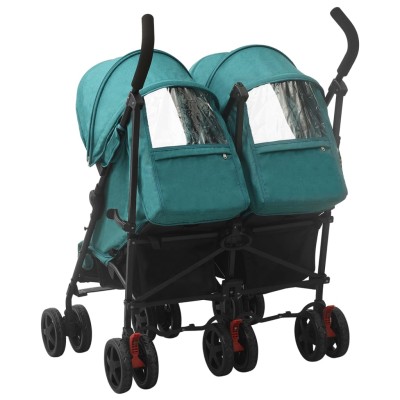 Carrito para gemelos de acero verde