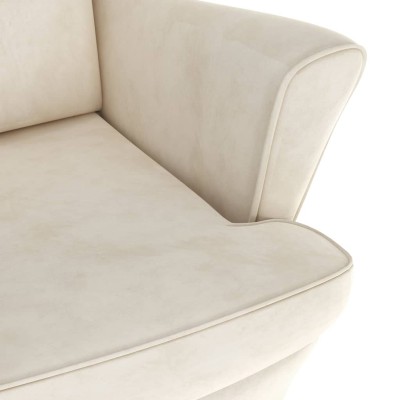 Sillón de terciopelo blanco crema