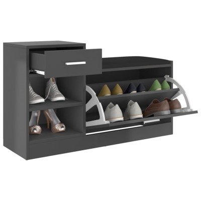 Banco zapatero de madera de ingeniería gris 94,5x31x57 cm