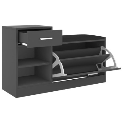 Banco zapatero de madera de ingeniería gris 94,5x31x57 cm