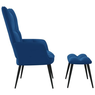 Silla de relajación con reposapiés terciopelo azul