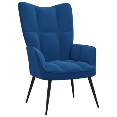 Silla de relajación con reposapiés terciopelo azul