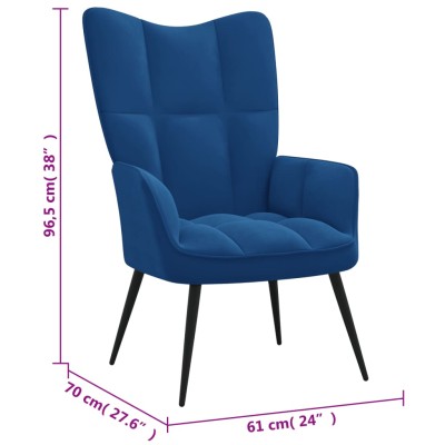 Silla de relajación con reposapiés terciopelo azul