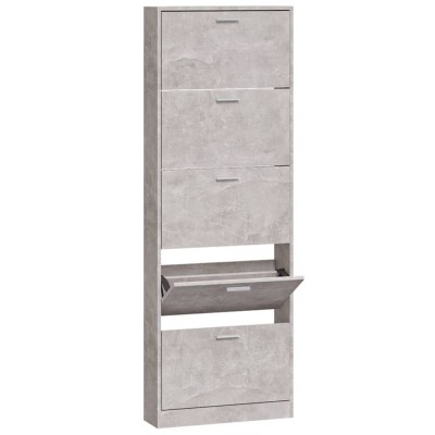 Mueble zapatero madera contrachapada gris hormigón 59x17x169 cm