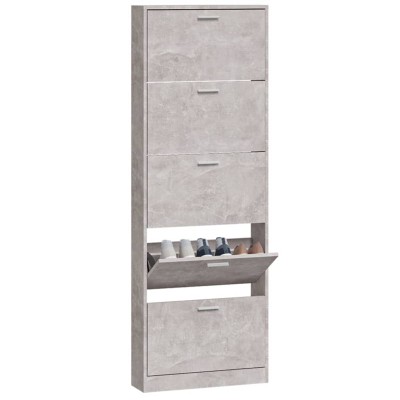 Mueble zapatero madera contrachapada gris hormigón 59x17x169 cm