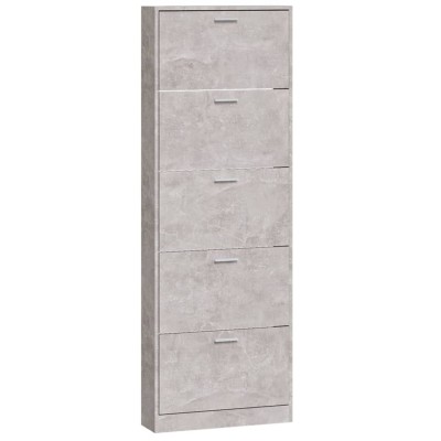 Mueble zapatero madera contrachapada gris hormigón 59x17x169 cm