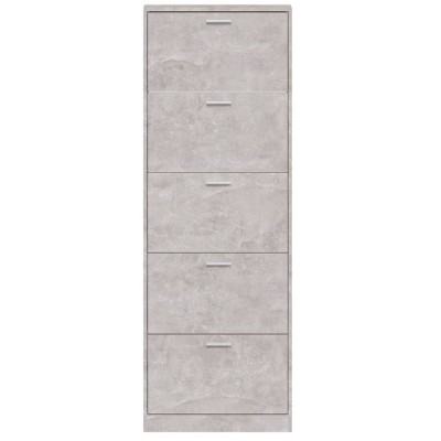 Mueble zapatero madera contrachapada gris hormigón 59x17x169 cm