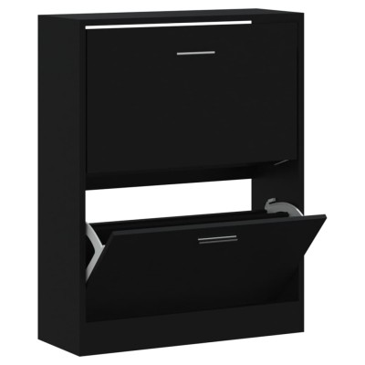 Mueble zapatero madera contrachapada negro 63x24x81 cm