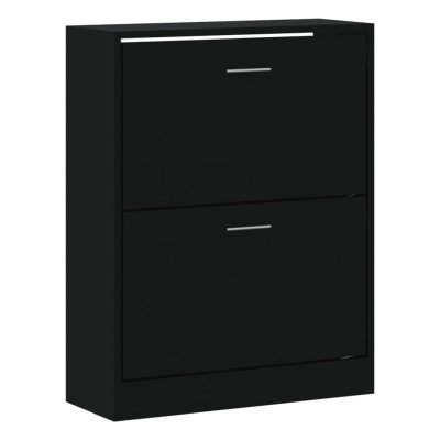 Mueble zapatero madera contrachapada negro 63x24x81 cm