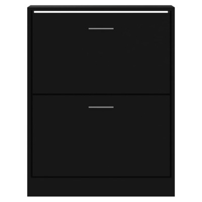 Mueble zapatero madera contrachapada negro 63x24x81 cm