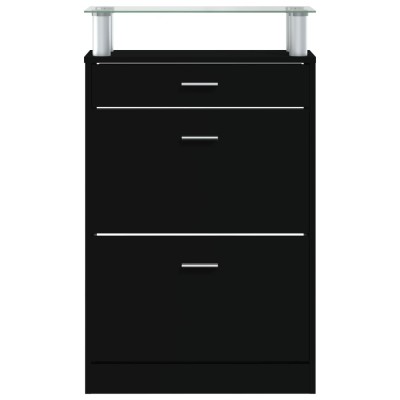 Mueble zapatero madera contrachapada negro 63x24x104 cm