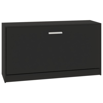 Banco zapatero de madera contrachapada negro 80x24x45 cm