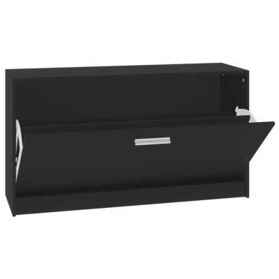 Banco zapatero de madera contrachapada negro 80x24x45 cm