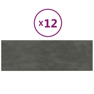 Paneles de pared 12 uds terciopelo gris oscuro 90x30 cm 3,24 m²