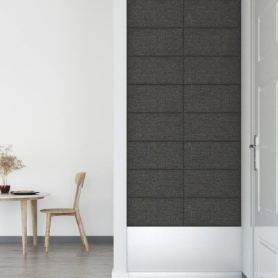 Paneles de pared 12 uds tela gris oscuro 60x30 cm 2,16 m²