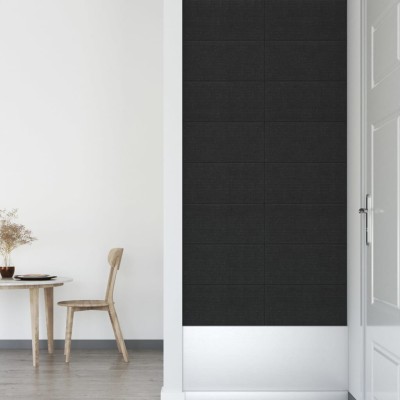 Paneles de pared 12 uds tela negro 60x30 cm 2,16 m²