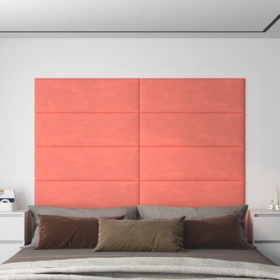 Paneles de pared 12 uds terciopelo rosa 90x30 cm 3,24 m²