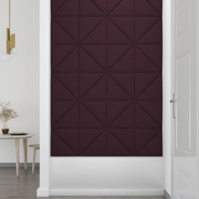 Paneles de pared 12 uds tela morado 30x30 cm 0,54 m²