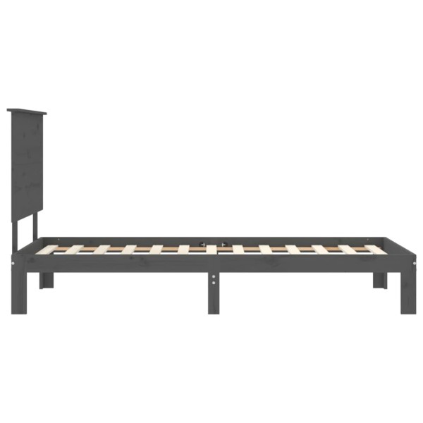 Estructura de cama con cabecero madera maciza gris 90x200 cm