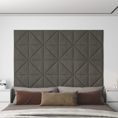 Paneles de pared 12 uds terciopelo gris oscuro 30x30 cm 0,54 m²