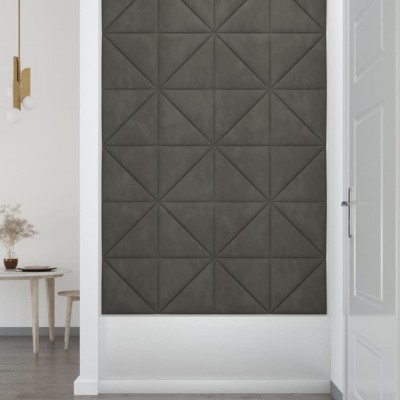 Paneles de pared 12 uds terciopelo gris oscuro 30x30 cm 0,54 m²