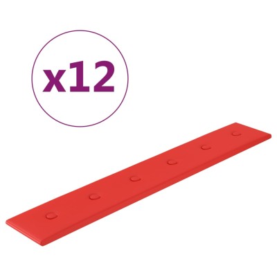 Paneles de pared 12 uds cuero sintético rojo 90x15 cm 1,62 m²