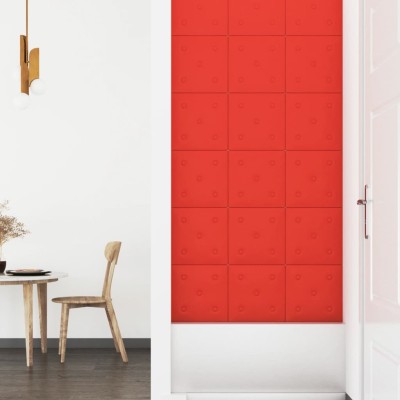 Paneles de pared 12 uds cuero sintético rojo 30x30 cm 1,08 m²