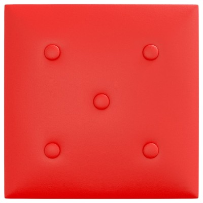 Paneles de pared 12 uds cuero sintético rojo 30x30 cm 1,08 m²