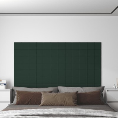 Paneles de pared 12 uds tela verde oscuro 60x15 cm 1,08 m²