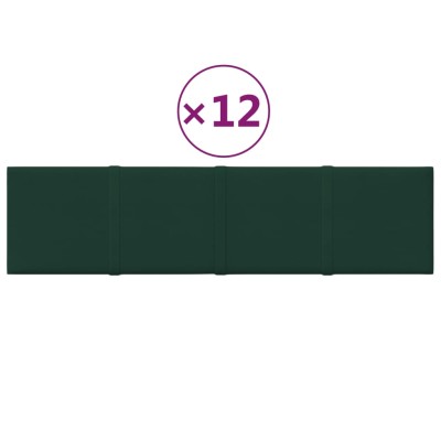 Paneles de pared 12 uds tela verde oscuro 60x15 cm 1,08 m²