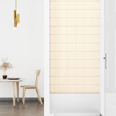 Paneles de pared 12 uds terciopelo color crema 90x15 cm 1,62 m²