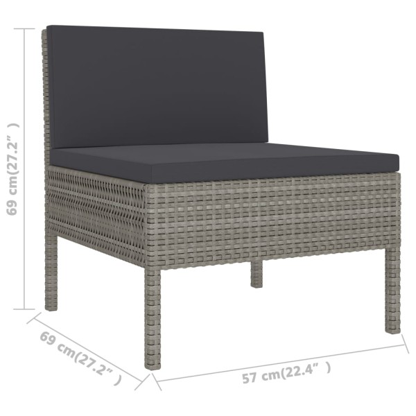 Set de muebles de jardín 2 pzas y cojines ratán sintético gris