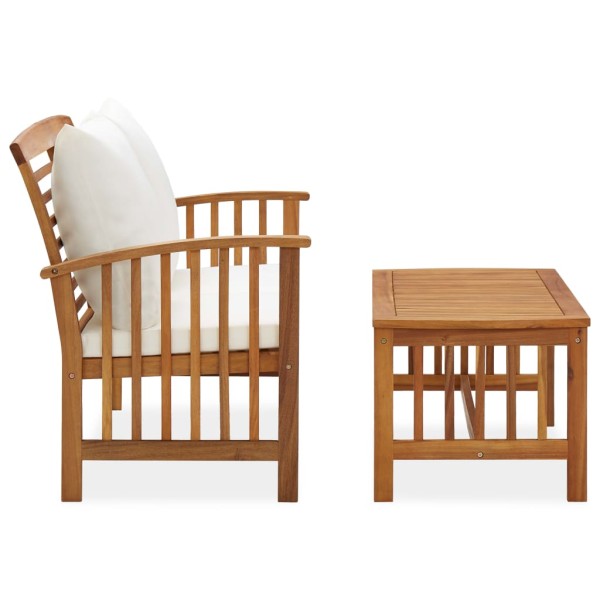 Muebles de jardín 2 piezas con cojines madera maciza de acacia