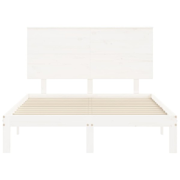 Estructura de cama con cabecero madera maciza blanco 120x200 cm