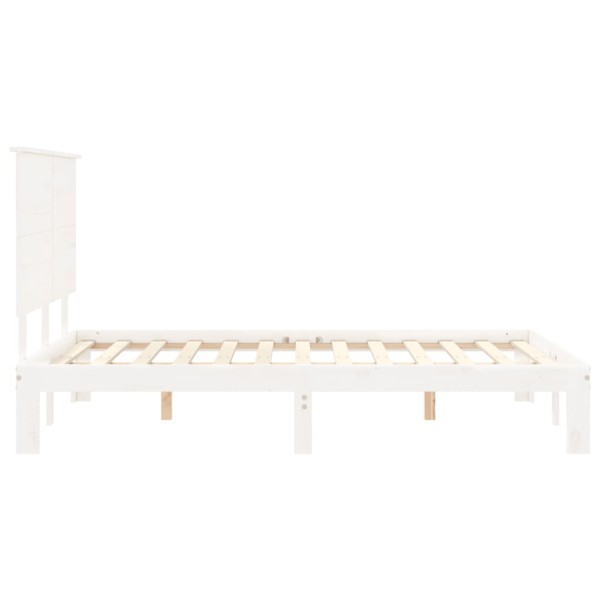 Estructura de cama con cabecero madera maciza blanco 120x200 cm