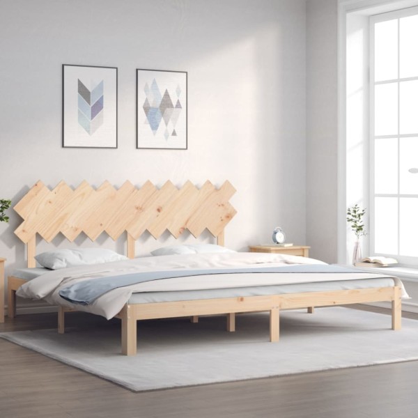 Estructura de cama con cabecero madera maciza 200x200 cm