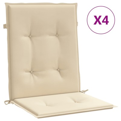 Cojín de silla de jardín respaldo bajo 4 uds tela Oxford beige