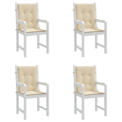 Cojín de silla de jardín respaldo bajo 4 uds tela Oxford beige