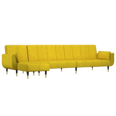 Sofá cama en forma de L terciopelo amarillo 275x140x70 cm