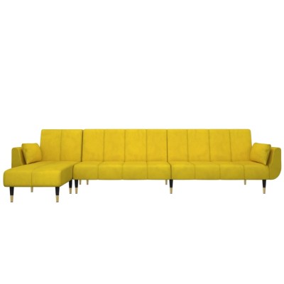 Sofá cama en forma de L terciopelo amarillo 275x140x70 cm