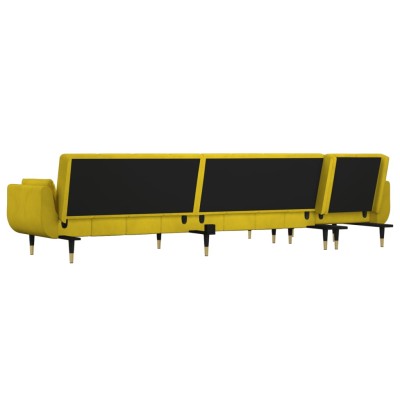 Sofá cama en forma de L terciopelo amarillo 275x140x70 cm