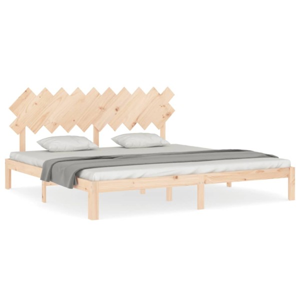 Estructura de cama con cabecero madera maciza 200x200 cm